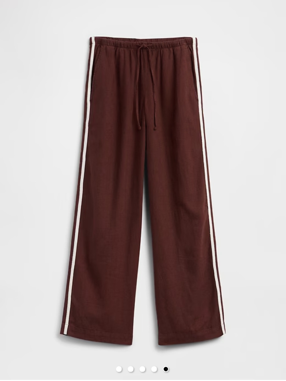 GAP Wide Leg Pants in Dark Brown with White Side Stripes